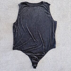 Skims Bodysuit Womens 4X Velvet Burnout Logo Sleeveless Sheer Stretch PLUS